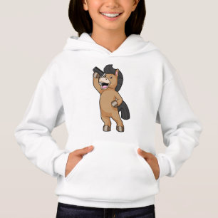 Horse as Hairdresser with Comb Hoodie
