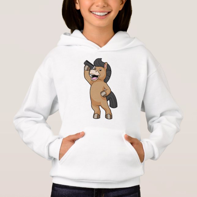 Horse as Hairdresser with Comb Hoodie (Front)