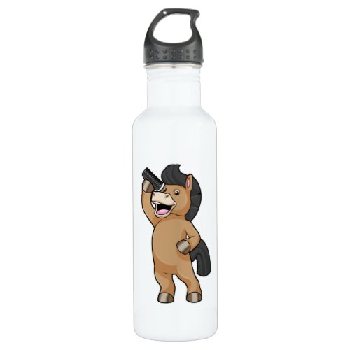 Horse as Hairdresser with Comb Stainless Steel Water Bottle