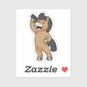 Horse as Hairdresser with Comb Sticker