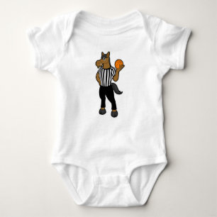 Horse as Referee with Basketball & Whistle Baby Bodysuit