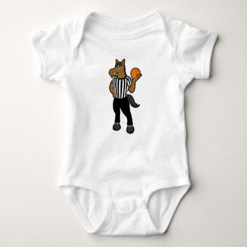 Horse as Referee with Basketball  Whistle Baby Bodysuit