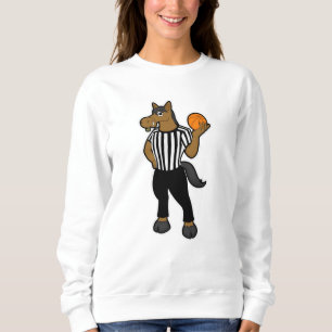 Horse as Referee with Basketball & Whistle Sweatshirt