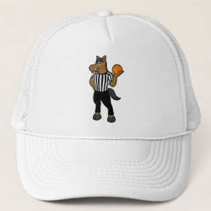 Horse as Referee with Basketball & Whistle Trucker Hat