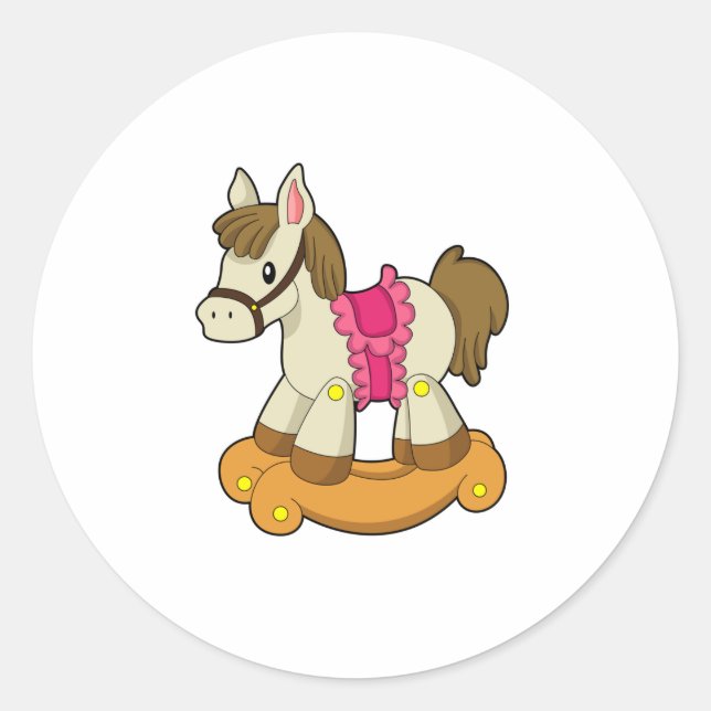 Horse as Rocking horse.PNG Classic Round Sticker (Front)
