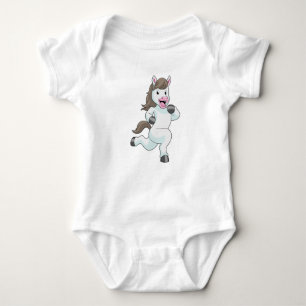 Horse as Runner at Running Baby Bodysuit