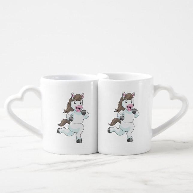 Horse as Runner at Running Coffee Mug Set (Front Nesting)