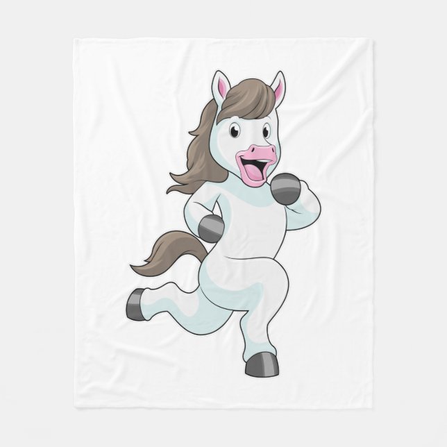 Horse as Runner at Running Fleece Blanket (Front)