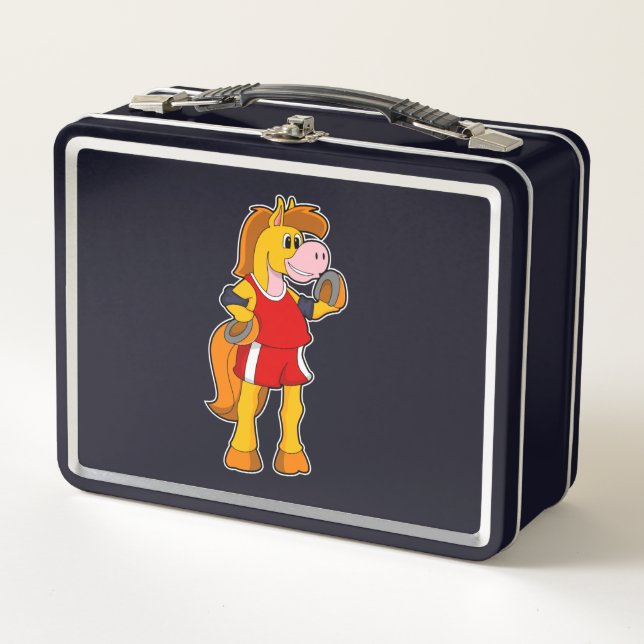 Horse as Runner Metal Lunch Box (Front)