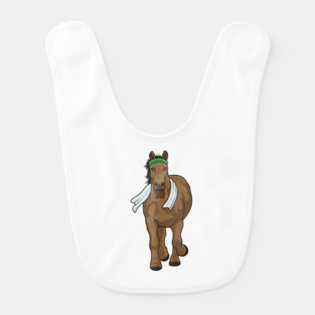 Horse as Runner with Towel Baby Bib (Front)