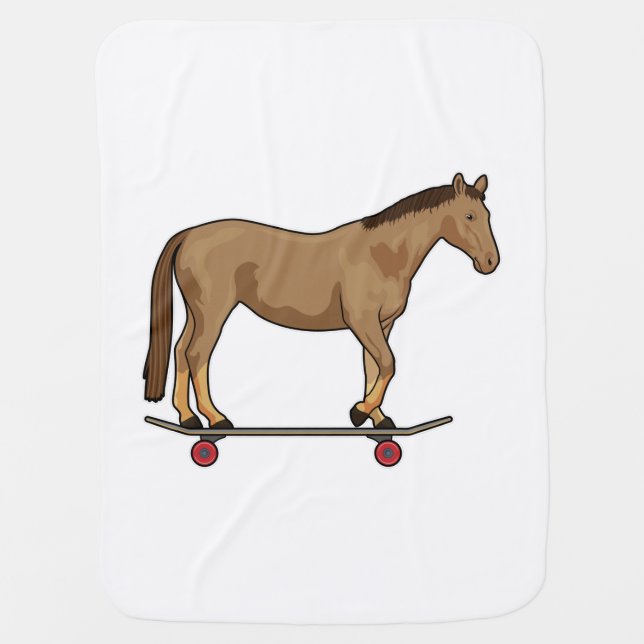 Horse as Skater on Skateboard Baby Blanket (Front)