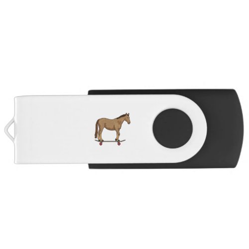 Horse as Skater on Skateboard Flash Drive