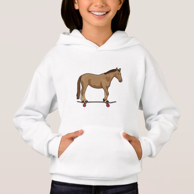 Horse as Skater on Skateboard Hoodie (Front)