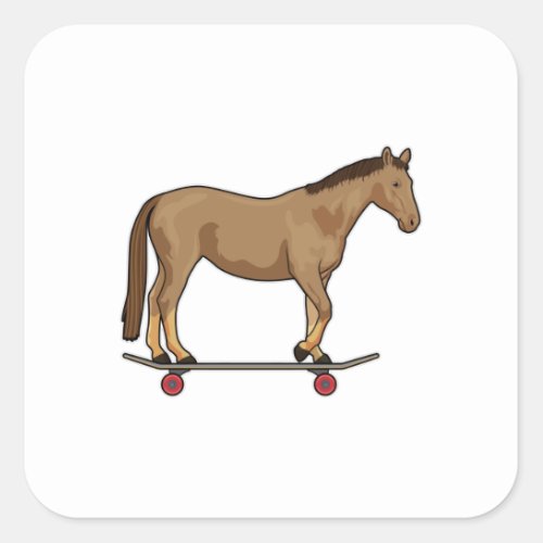 Horse as Skater on Skateboard Square Sticker