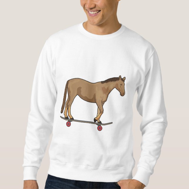 Horse as Skater on Skateboard Sweatshirt (Front)