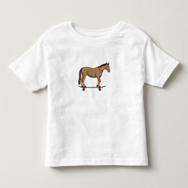 Horse as Skater on Skateboard Toddler T-shirt (Front)