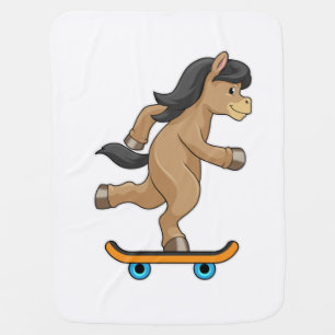 Horse as Skater with Skateboard Baby Blanket