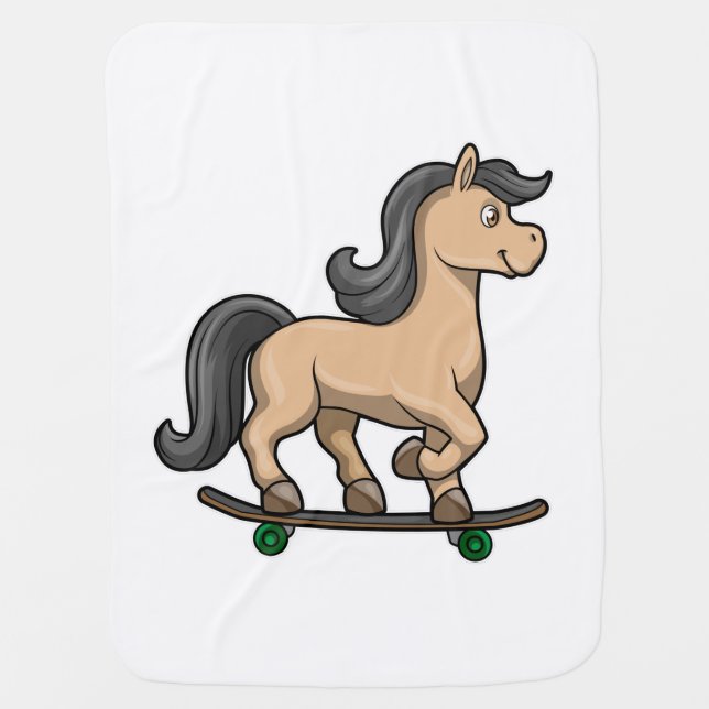 Horse as Skater with Skateboard Baby Blanket (Front)