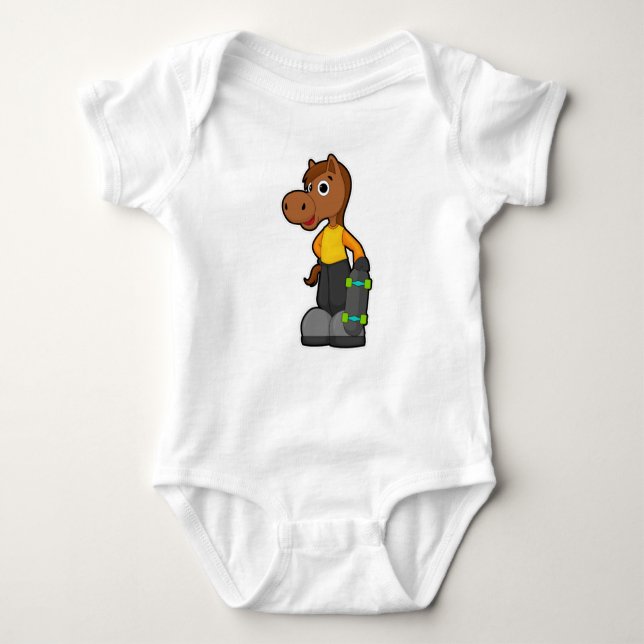 Horse as Skater with Skateboard Baby Bodysuit (Front)