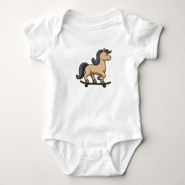 Horse as Skater with Skateboard Baby Bodysuit (Front)