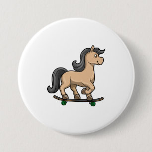 Horse as Skater with Skateboard Button