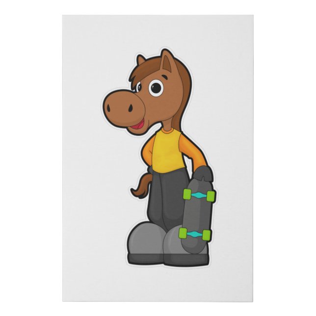 Horse as Skater with Skateboard Faux Canvas Print (Front)