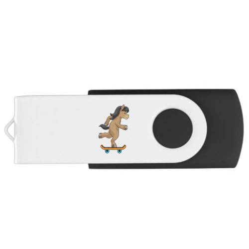 Horse as Skater with Skateboard Flash Drive