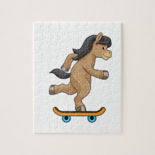 Horse as Skater with Skateboard Jigsaw Puzzle