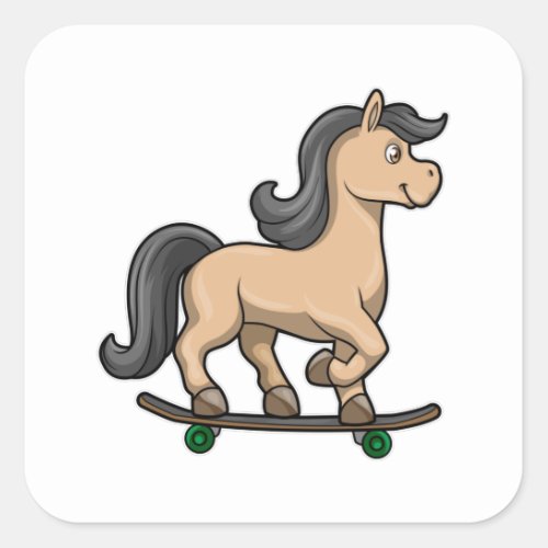 Horse as Skater with Skateboard Square Sticker