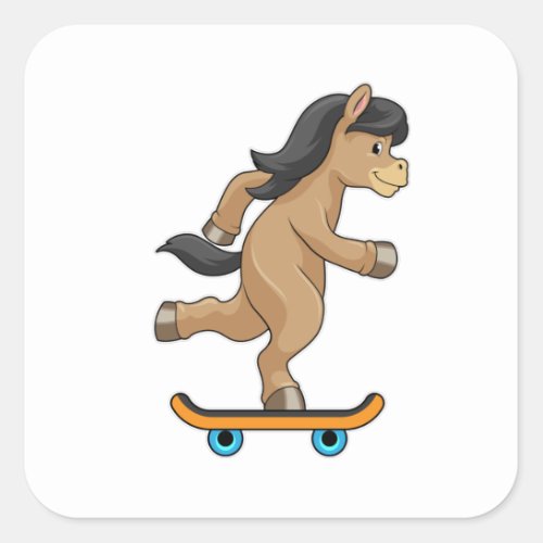 Horse as Skater with Skateboard Square Sticker