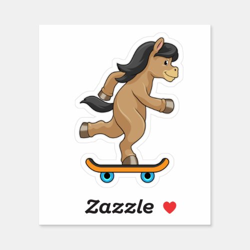 Horse as Skater with Skateboard Sticker