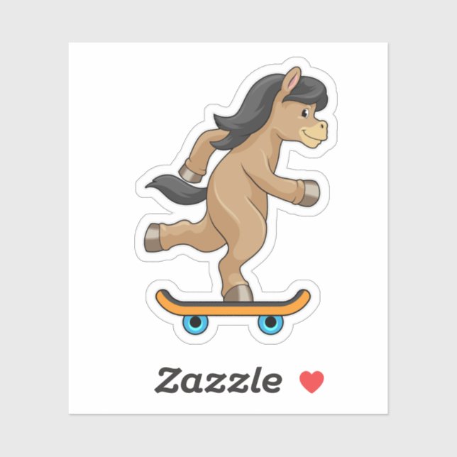 Horse as Skater with Skateboard Sticker (Sheet)