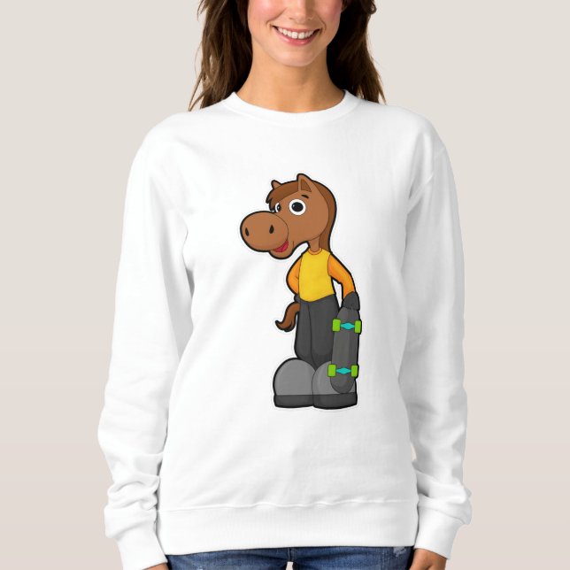 Horse as Skater with Skateboard Sweatshirt (Front)