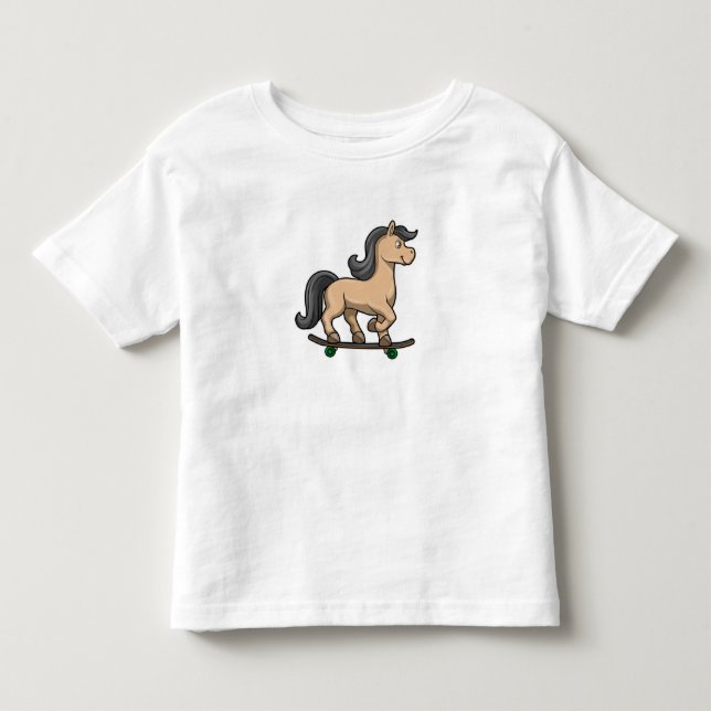 Horse as Skater with Skateboard Toddler T-shirt (Front)