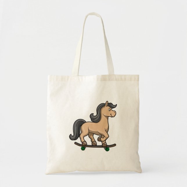 Horse as Skater with Skateboard Tote Bag (Front)