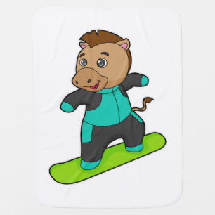 Horse as Snowboarder with Snowboard Baby Blanket