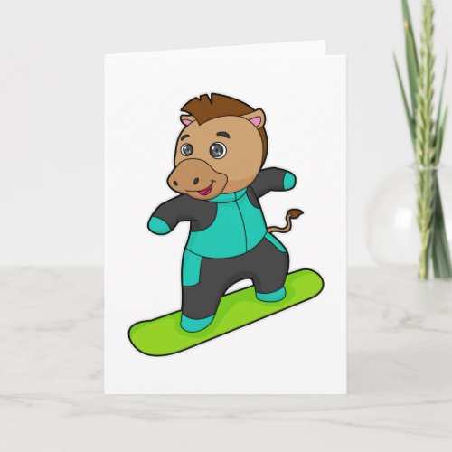 Horse as Snowboarder with Snowboard Card