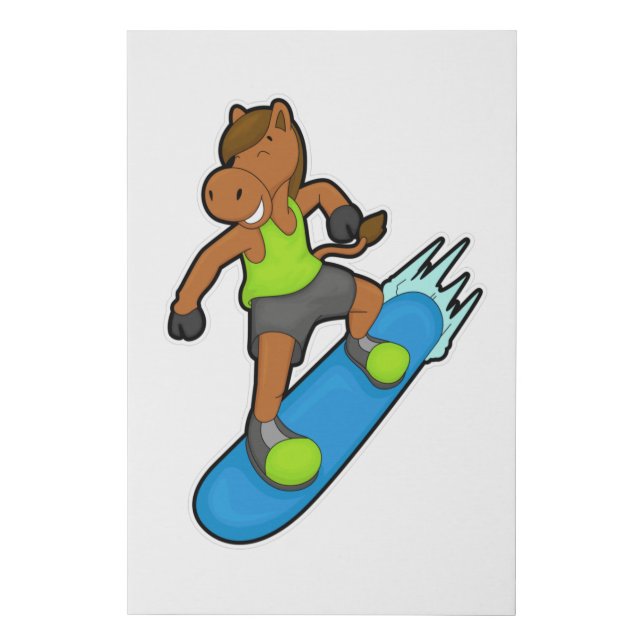 Horse as Snowboarder with Snowboard Faux Canvas Print (Front)