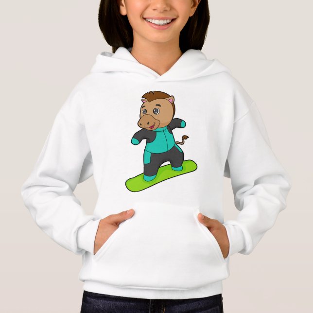 Horse as Snowboarder with Snowboard Hoodie (Front)
