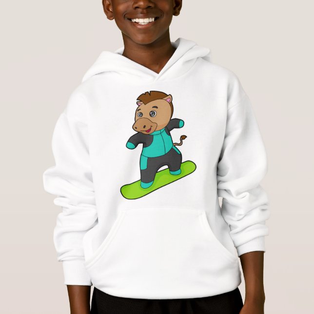 Horse as Snowboarder with Snowboard Hoodie (Front)
