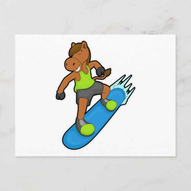Horse as Snowboarder with Snowboard Postcard (Front)