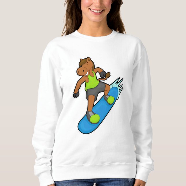 Horse as Snowboarder with Snowboard Sweatshirt (Front)