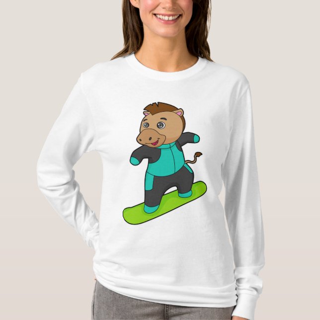 Horse as Snowboarder with Snowboard T-Shirt (Front)