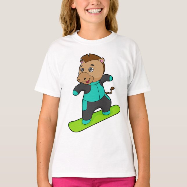 Horse as Snowboarder with Snowboard T-Shirt (Front)