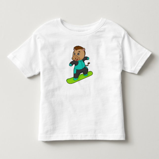 Horse as Snowboarder with Snowboard Toddler T-shirt (Front)
