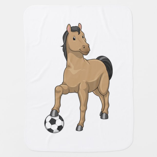 Horse as Soccer player with Soccer Baby Blanket (Front)