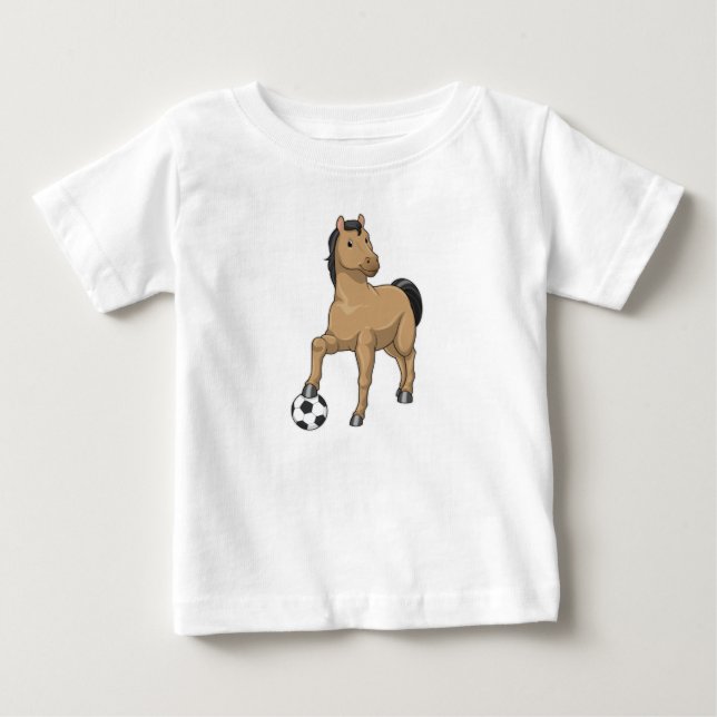 Horse as Soccer player with Soccer Baby T-Shirt (Front)