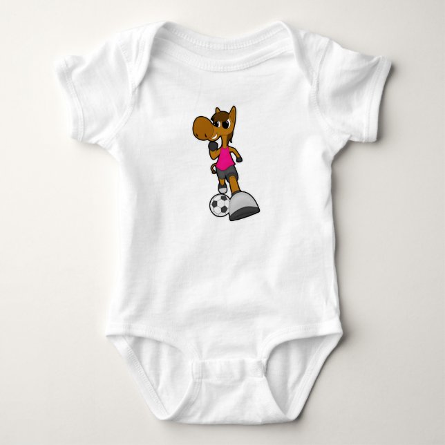 Horse as Soccer player with Soccer ball Baby Bodysuit (Front)