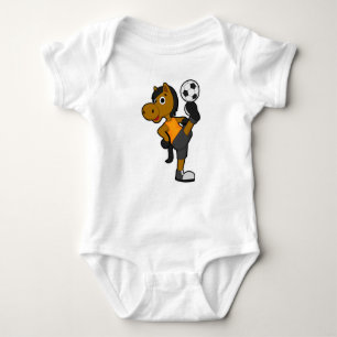 Horse as Soccer player with Soccer ball Baby Bodysuit