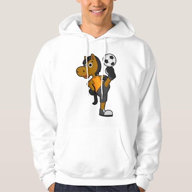 Horse as Soccer player with Soccer ball Hoodie (Front)